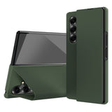 For-Samsung-Galaxy-Z-Fold7-5G-Case-Kevlar-Texture-Leather-+-PC-Stand-Phone-Cover-Green