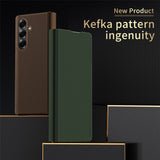 For-Samsung-Galaxy-Z-Fold7-5G-Case-Kevlar-Texture-Leather-+-PC-Stand-Phone-Cover-Green