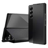 For-Samsung-Galaxy-Z-Fold7-5G-Case-Kevlar-Texture-Leather-+-PC-Stand-Phone-Cover-Black