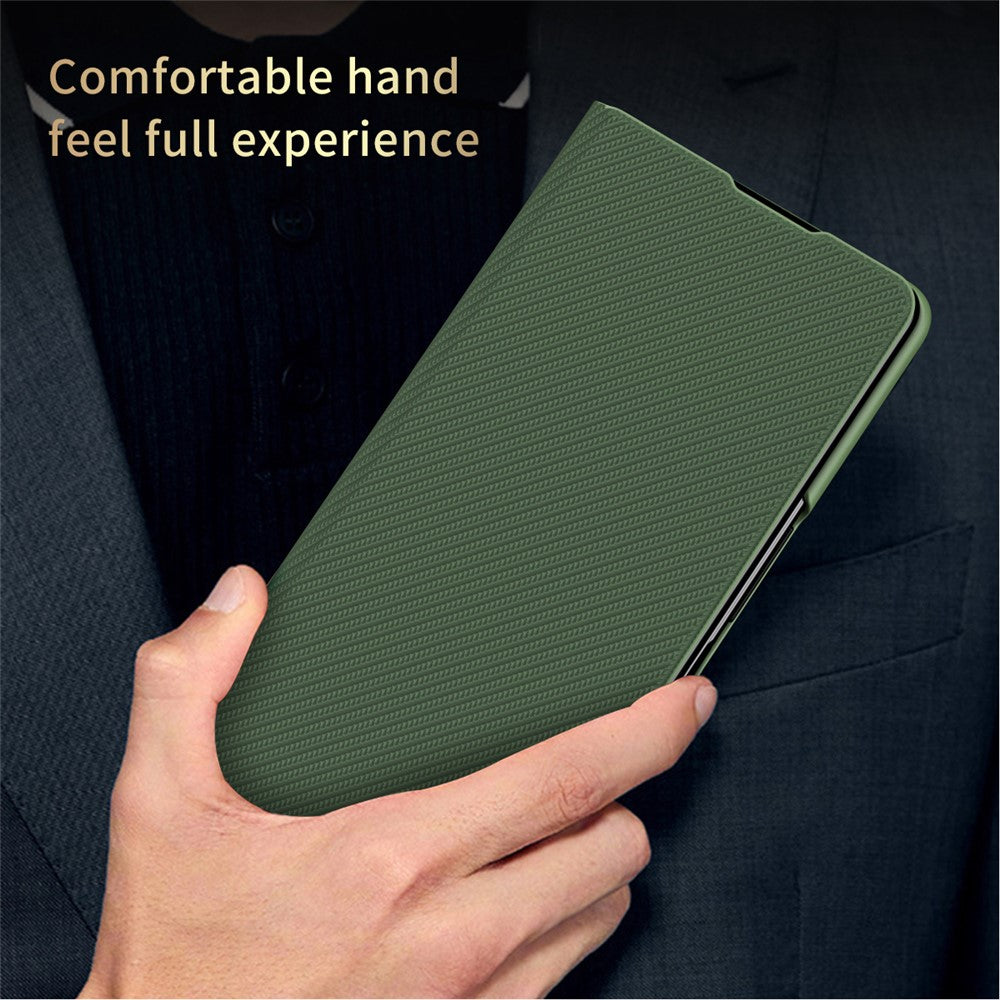 For-Samsung-Galaxy-Z-Fold7-5G-Case-Kevlar-Texture-Leather-+-PC-Stand-Phone-Cover-Black