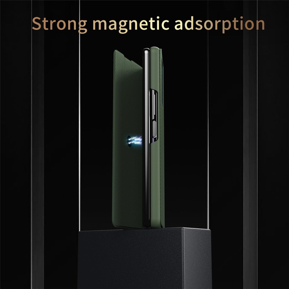 For-Samsung-Galaxy-Z-Fold7-5G-Case-Kevlar-Texture-Leather-+-PC-Stand-Phone-Cover-Black