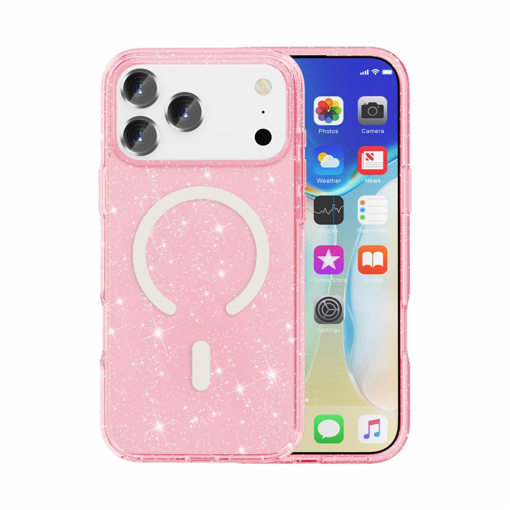 For-iPhone-17-Pro-Case-Compatible-with-MagSafe-Glitter-Powder-PC-+-TPU-Phone-Cover-Pink