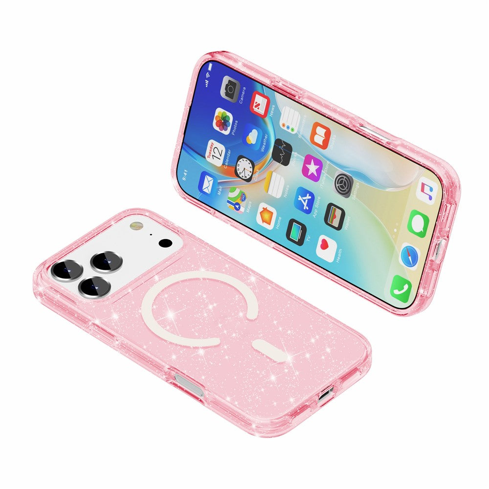For-iPhone-17-Pro-Case-Compatible-with-MagSafe-Glitter-Powder-PC-+-TPU-Phone-Cover-Pink
