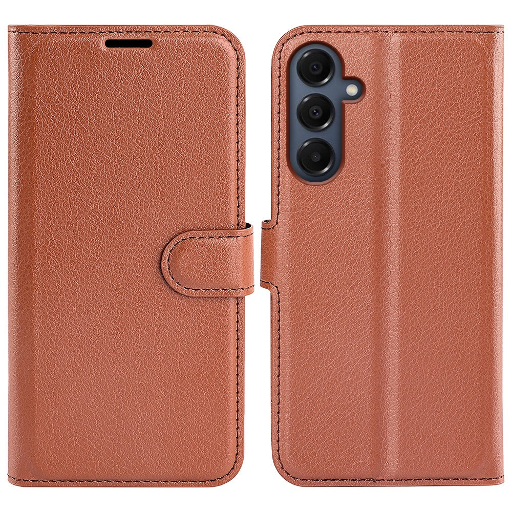 For-Samsung-Galaxy-A17-5G-/-A17-4G-Case-Litchi-Texture-Shockproof-Leather-Wallet-Phone-Cover-Brown