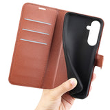 For-Samsung-Galaxy-A17-5G-/-A17-4G-Case-Litchi-Texture-Shockproof-Leather-Wallet-Phone-Cover-Brown