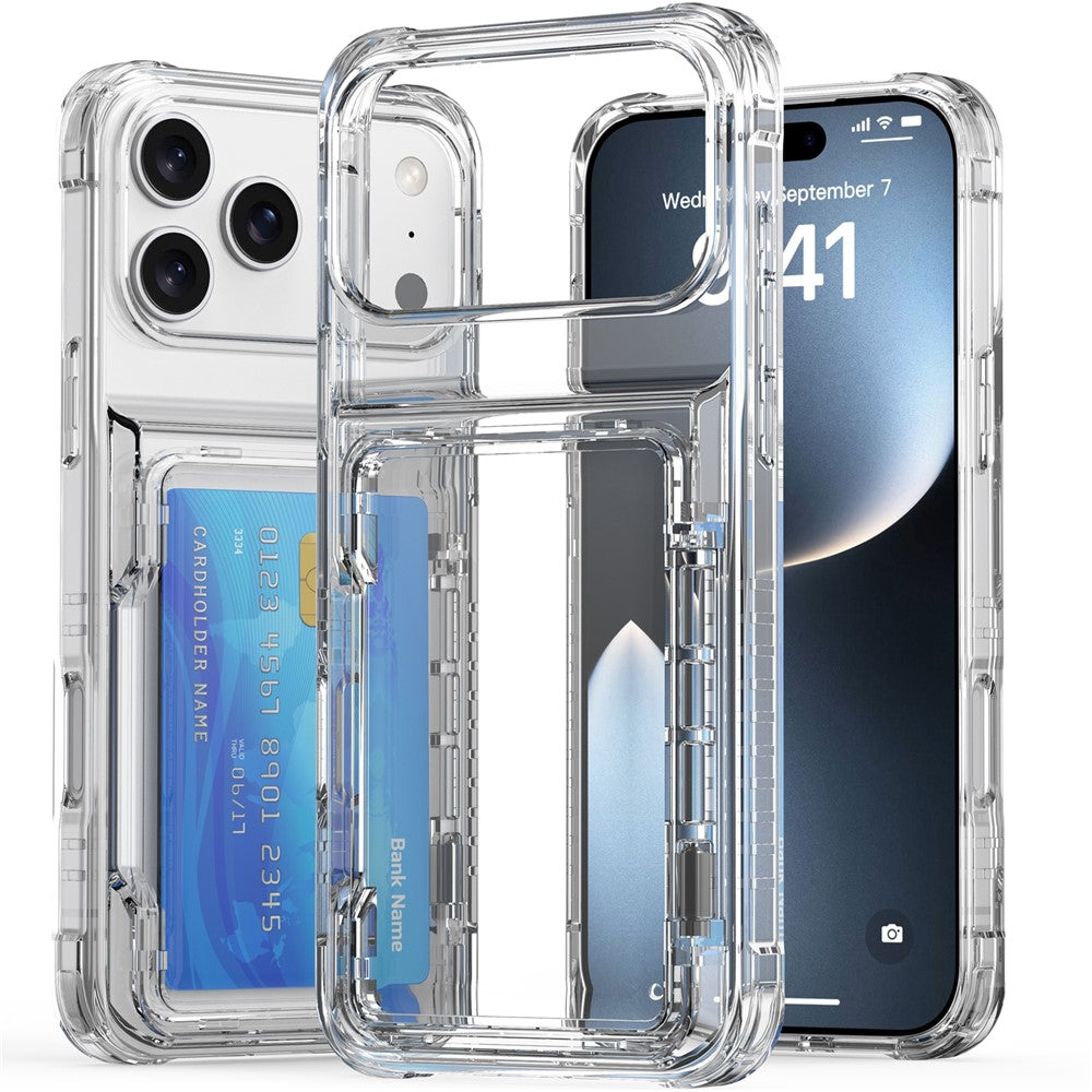 For-iPhone-17-Pro-Clear-Case-PC-+-TPU-Phone-Cover-Card-Holder-Kickstand-Transparent