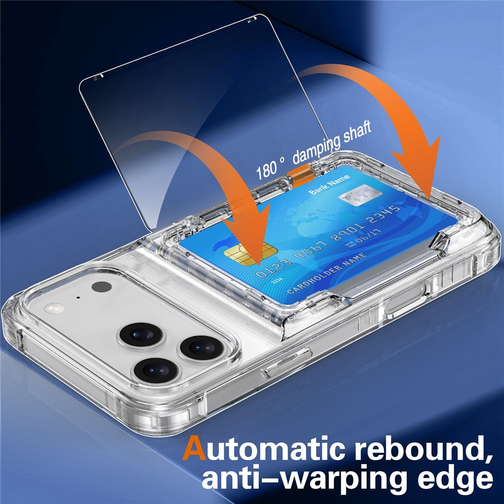 For-iPhone-17-Pro-Clear-Case-PC-+-TPU-Phone-Cover-Card-Holder-Kickstand-Transparent
