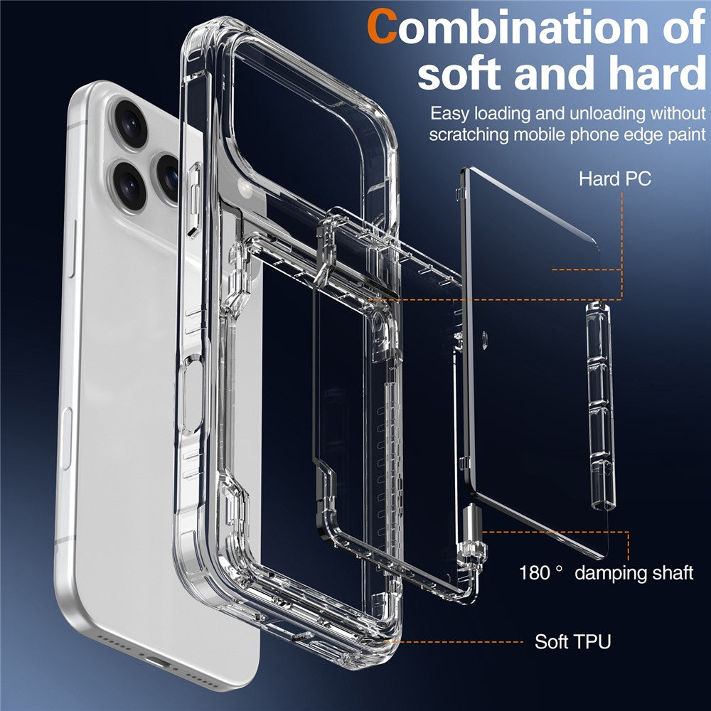 For-iPhone-17-Pro-Clear-Case-PC-+-TPU-Phone-Cover-Card-Holder-Kickstand-Transparent
