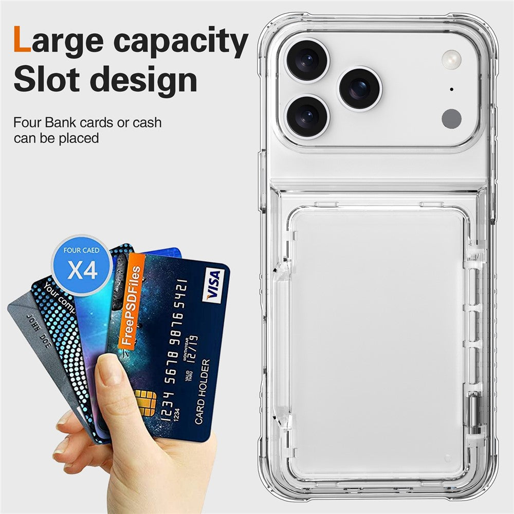 For-iPhone-17-Pro-Clear-Case-PC-+-TPU-Phone-Cover-Card-Holder-Kickstand-Transparent