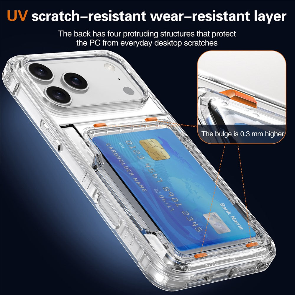 For-iPhone-17-Pro-Clear-Case-PC-+-TPU-Phone-Cover-Card-Holder-Kickstand-Transparent