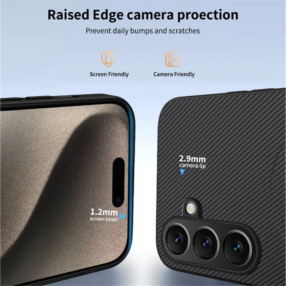 For-Samsung-Galaxy-A17-5G-/-A17-4G-/-A26-5G-Case-Compatible-with-MagSafe-WANLONFENG-TQ-Series-Carbon-Fiber-Texture-PC-TPU-Phone-Cover-Black