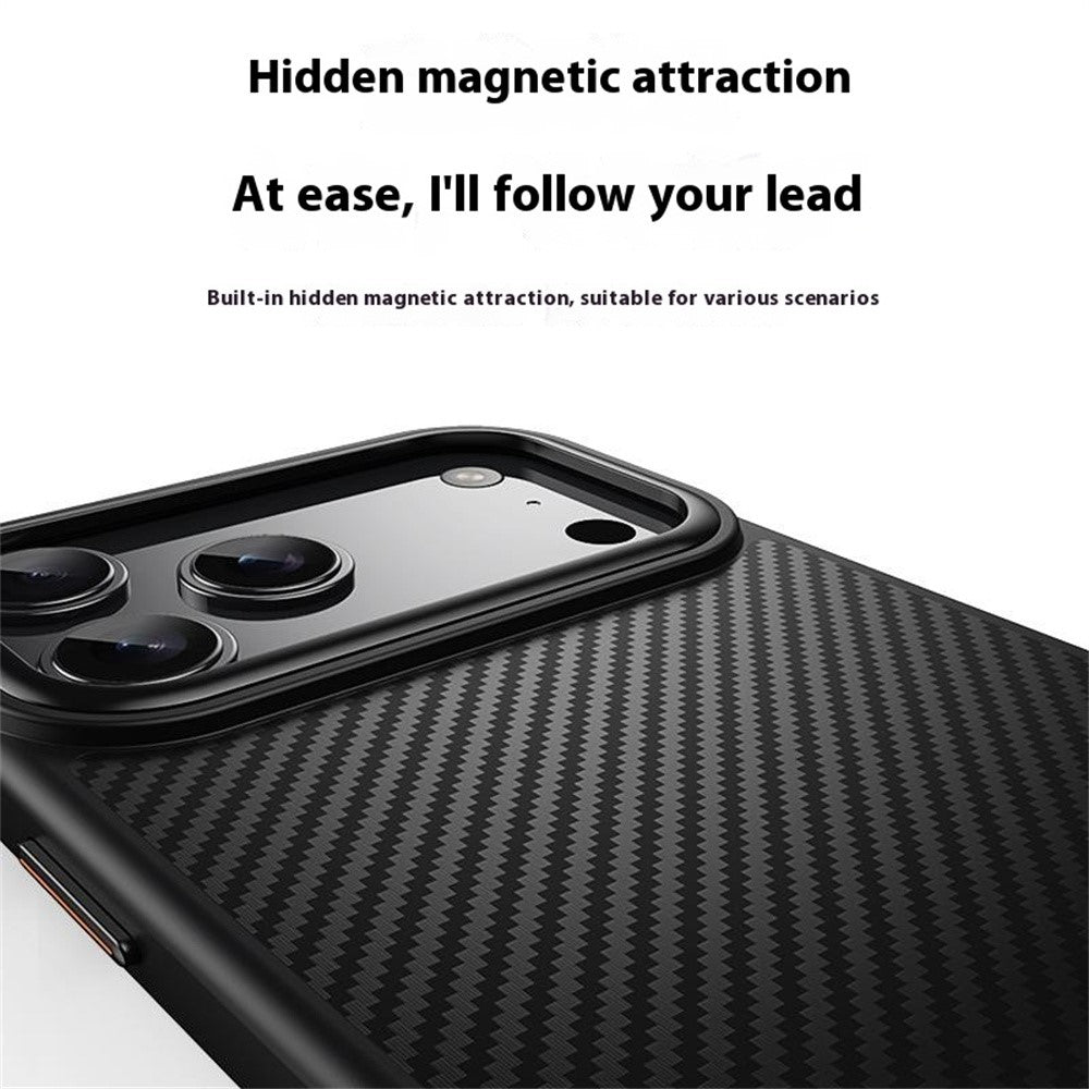 For-iPhone-17-Pro-Max-Magnetic-Case-Compatible-with-MagSafe-Carbon-Fiber-Texture-PC-+-TPU-Cover-Black