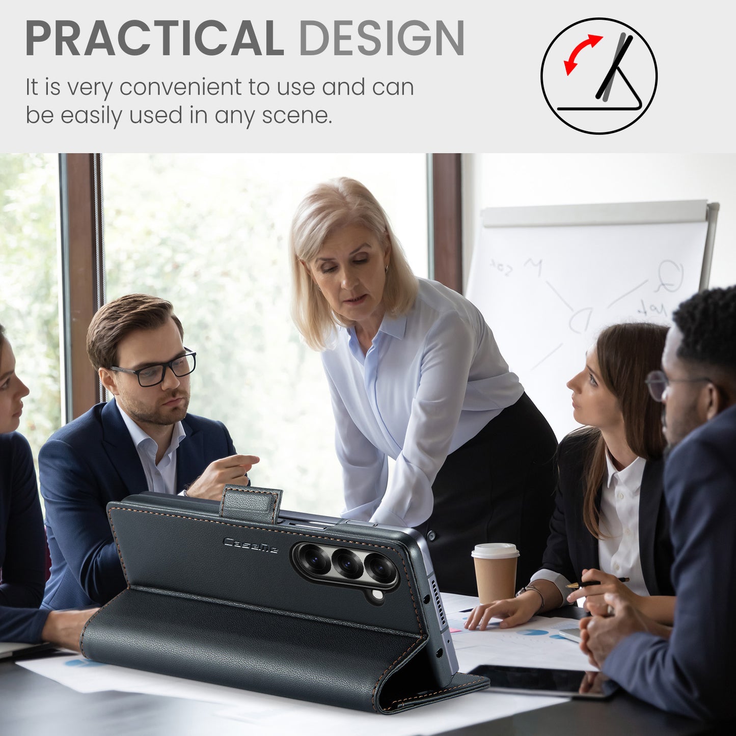 For-Samsung-Galaxy-Z-Fold7-5G-Case-CASEME-023-Series-RFID-Blocking-Leather-Wallet-Stand-Phone-Cover-Black