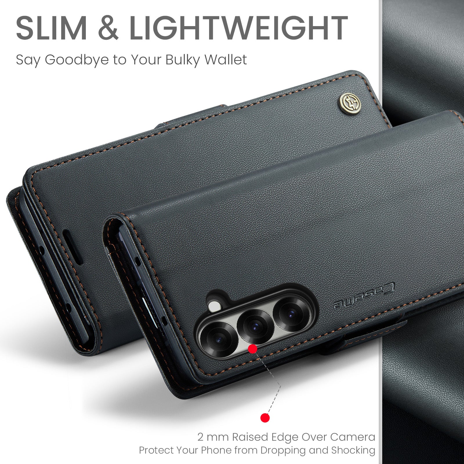 For-Samsung-Galaxy-Z-Fold7-5G-Case-CASEME-023-Series-RFID-Blocking-Leather-Wallet-Stand-Phone-Cover-Black