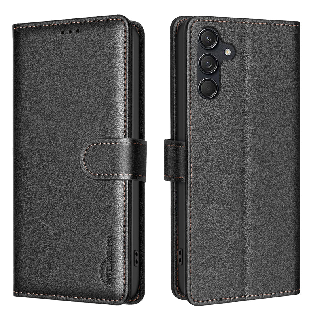 For-Samsung-Galaxy-S25-FE-Leather-Case-BINFEN-COLOR-BF32-Wallet-RFID-Blocking-Phone-Cover-Black