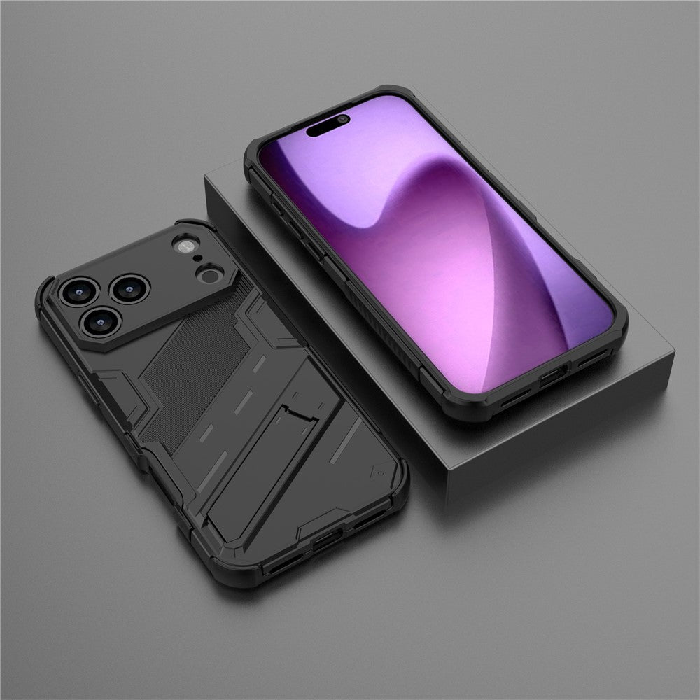 For-iPhone-17-Pro-Max-Case-PC-+-TPU-Shockproof-Phone-Cover-with-Kickstand-Black