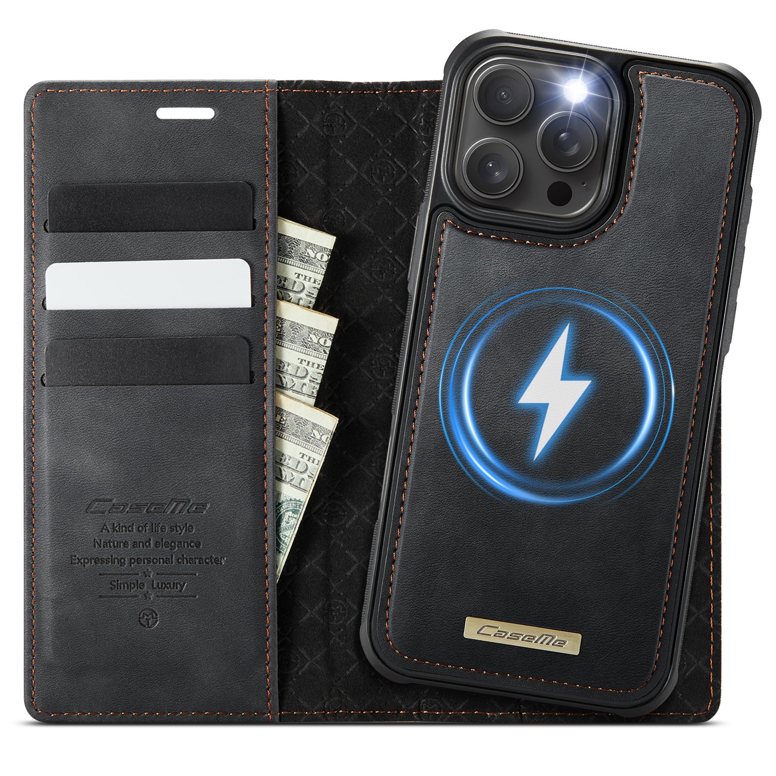 For-iPhone-15-Pro-Case-CASEME-C49-Compatible-with-MagSafe-RFID-Blocking-Detachable-Wallet-Leather-Phone-Cover-Black