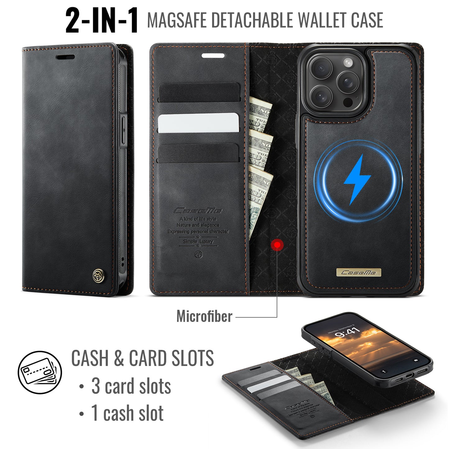 For-iPhone-15-Pro-Case-CASEME-C49-Compatible-with-MagSafe-RFID-Blocking-Detachable-Wallet-Leather-Phone-Cover-Black