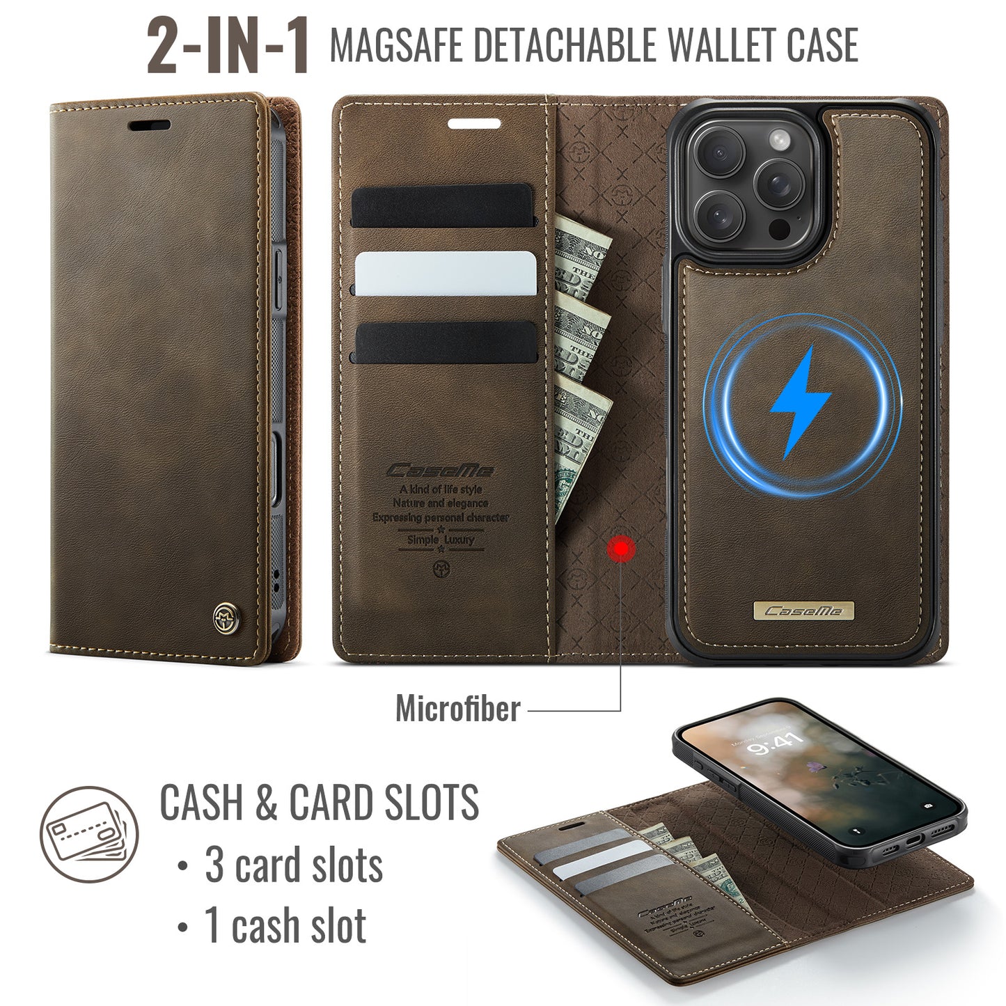For-iPhone-16-Pro-Case-CASEME-C49-Compatible-with-MagSafe-RFID-Blocking-Detachable-Wallet-Leather-Phone-Cover-Coffee