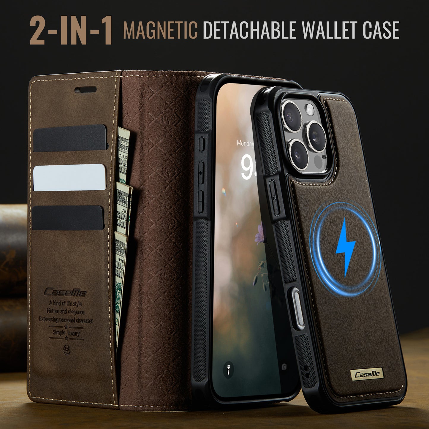For-iPhone-16-Pro-Case-CASEME-C49-Compatible-with-MagSafe-RFID-Blocking-Detachable-Wallet-Leather-Phone-Cover-Coffee
