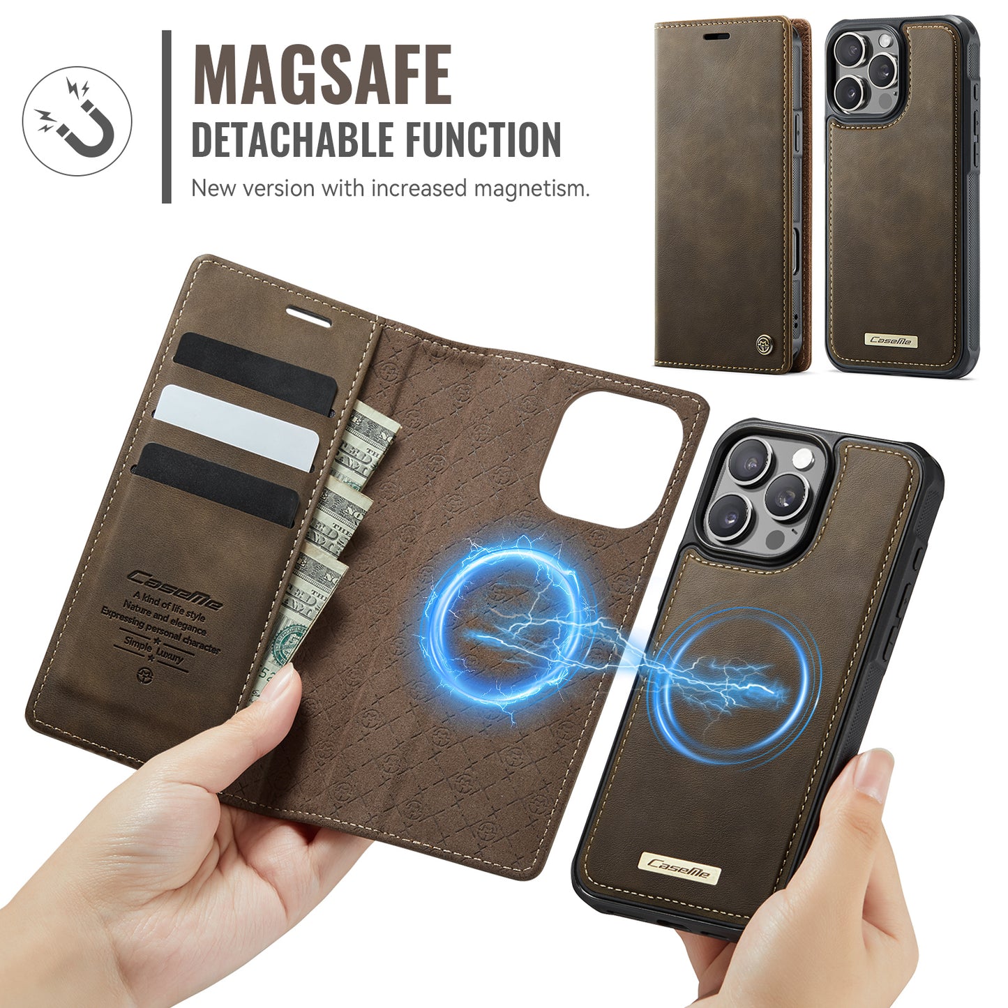 For-iPhone-16-Pro-Case-CASEME-C49-Compatible-with-MagSafe-RFID-Blocking-Detachable-Wallet-Leather-Phone-Cover-Coffee