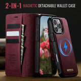 For-iPhone-16-Pro-Case-CASEME-C49-Compatible-with-MagSafe-RFID-Blocking-Detachable-Wallet-Leather-Phone-Cover-Red