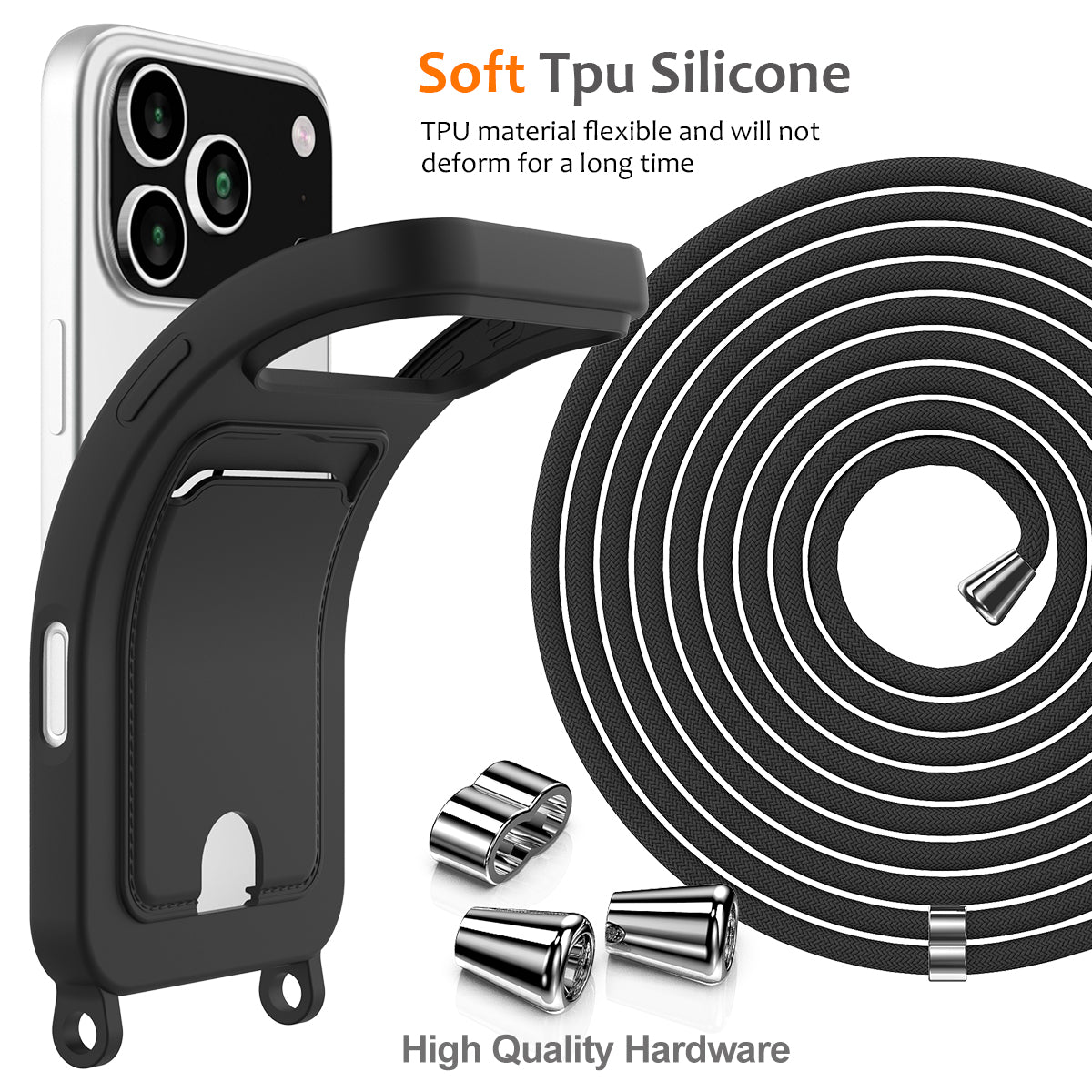 For-iPhone-17-Pro-Max-Case-Liquid-Silicone-Card-Holder-Back-Phone-Cover-with-Lanyard-Black