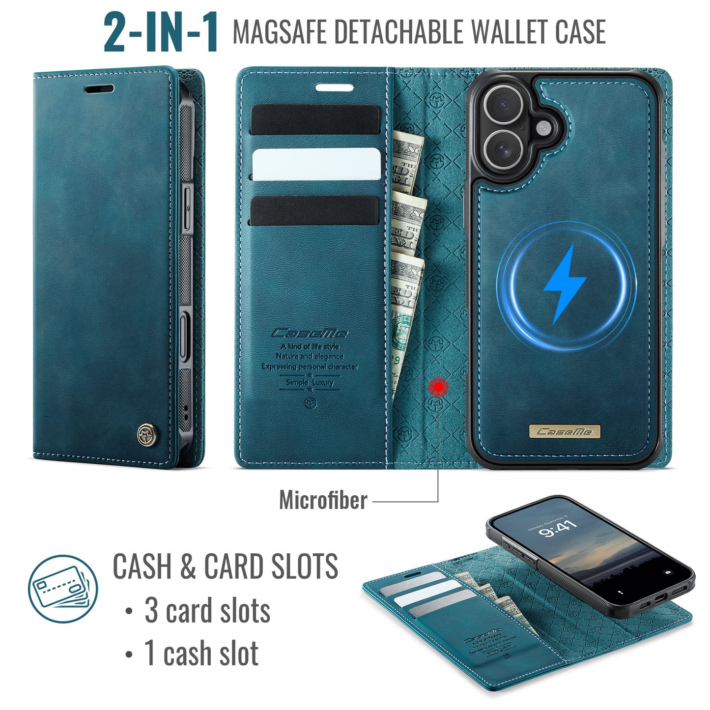 For-iPhone-16-Case-CASEME-C49-Compatible-with-MagSafe-RFID-Blocking-Detachable-Wallet-Leather-Phone-Cover-Green