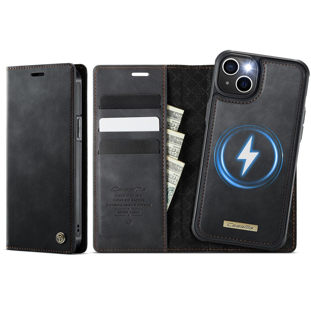 For-iPhone-13-6.1-inch-Case-CASEME-C49-Compatible-with-MagSafe-RFID-Blocking-Detachable-Wallet-Leather-Phone-Cover-Black