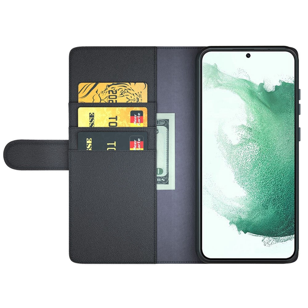 For-Samsung-Galaxy-S23-Case-Genuine-Split-Leather-Phone-Cover-with-Wallet-Stand-Black