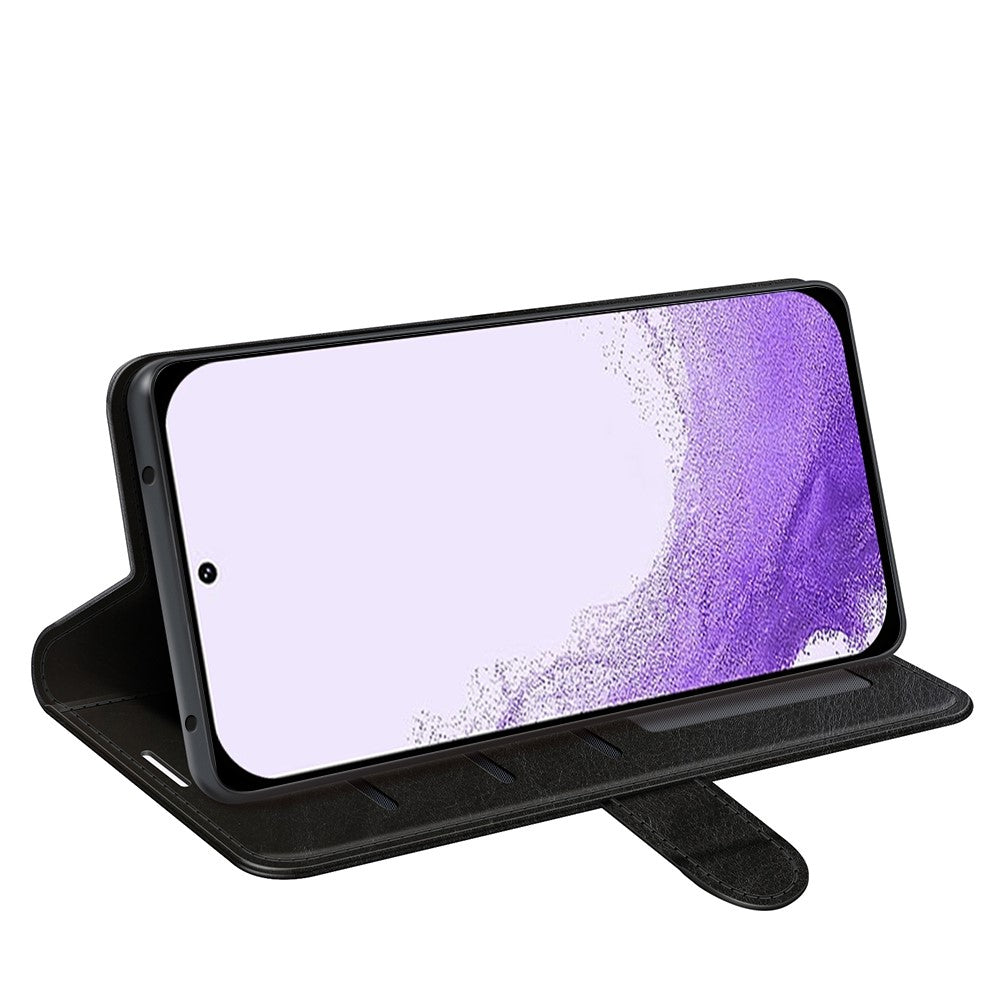 For-Samsung-Galaxy-S23-PU-Leather-Stand-Wallet-Case-Crazy-Horse-Texture-Folio-Flip-Anti-scratch-Phone-Cover-Black