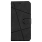 For-iPhone-17-Pro-Wallet-Case-Line-Imprinted-Skin-Touch-Leather-Flip-Phone-Cover-Black