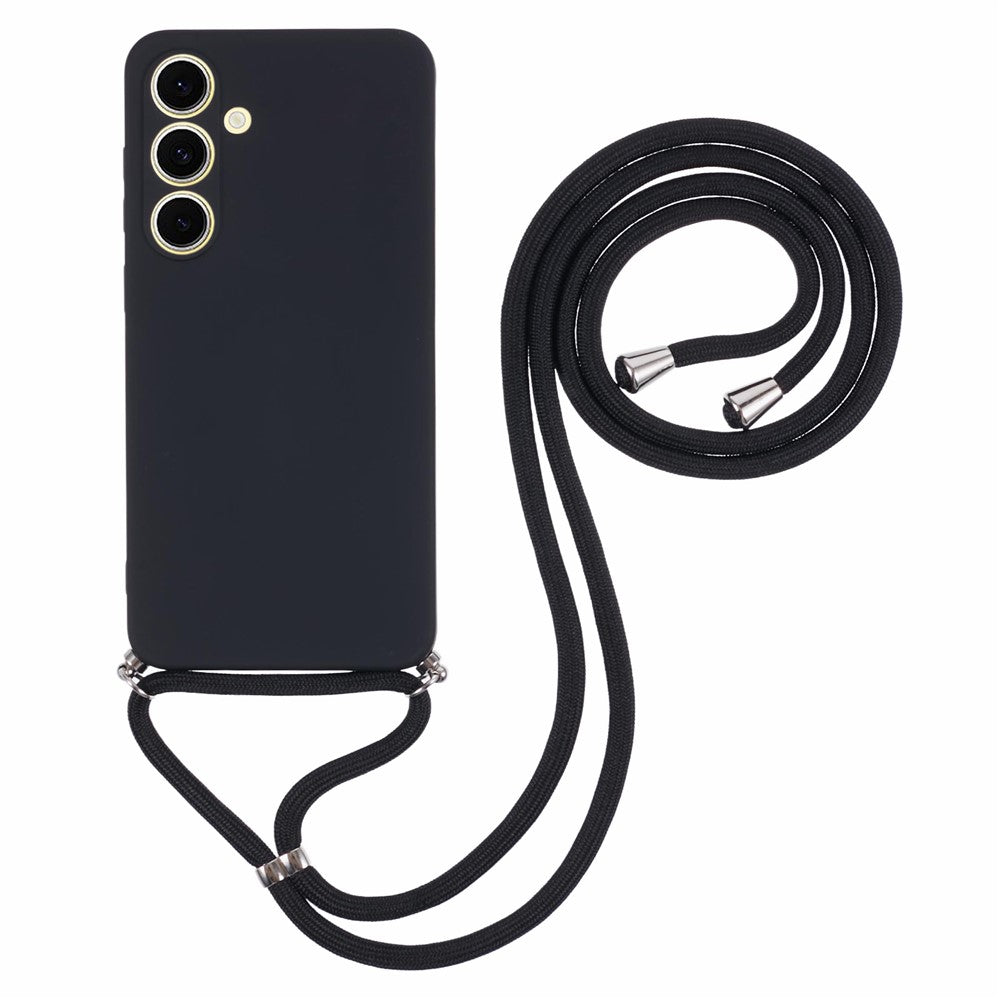 For-Samsung-Galaxy-S25-FE-Case-Flexible-TPU-Fiber-Lining-Anti-Shock-Crossbody-Phone-Cover-Black