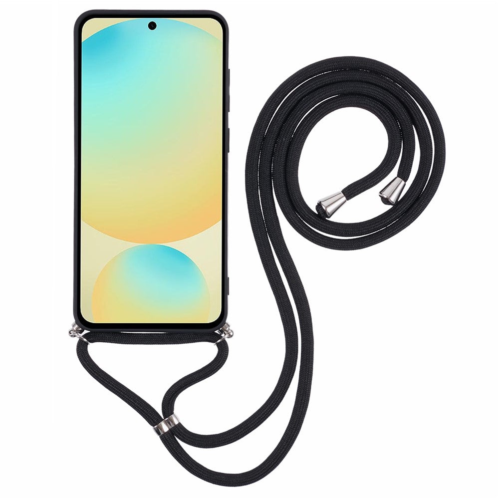 For-Samsung-Galaxy-S25-FE-Case-Flexible-TPU-Fiber-Lining-Anti-Shock-Crossbody-Phone-Cover-Black