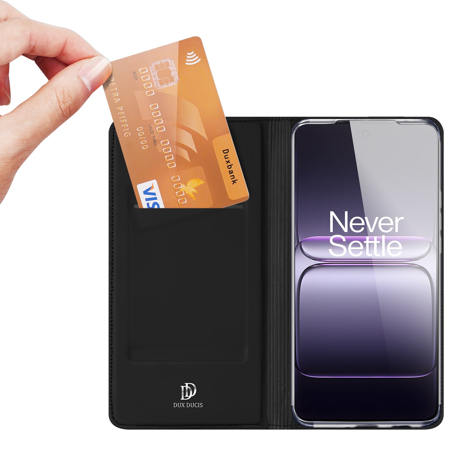 For-OnePlus-Ace-5-Racing-5G-/-OnePlus-Nord-CE5-5G-Case-DUX-DUCIS-Skin-Pro-Series-Leather-Stand-Cover-Card-Holder-Black