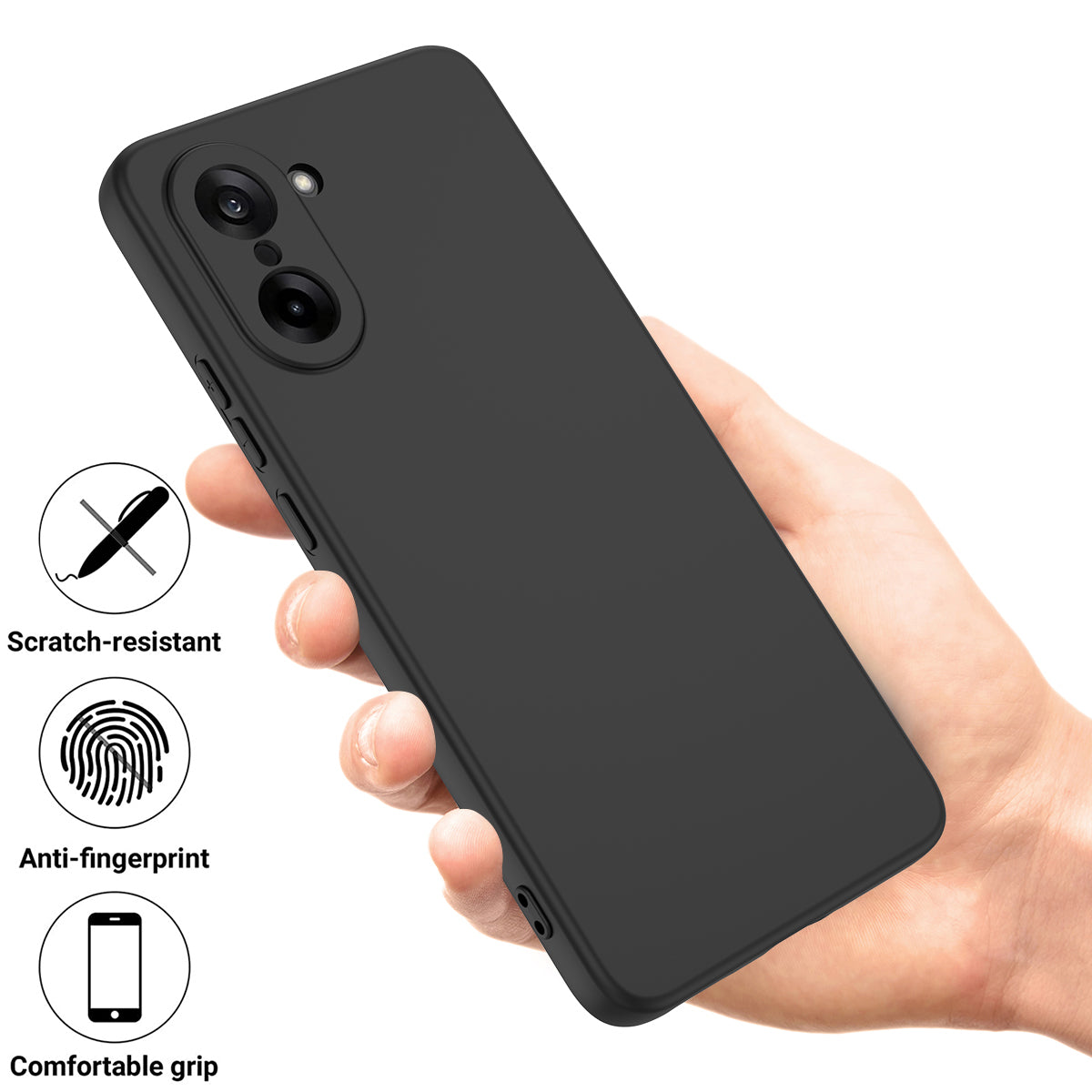 For-OnePlus-Nord-CE5-5G-Liquid-Silicone-Case-Phone-Back-Cover-with-Hand-Strap-Black