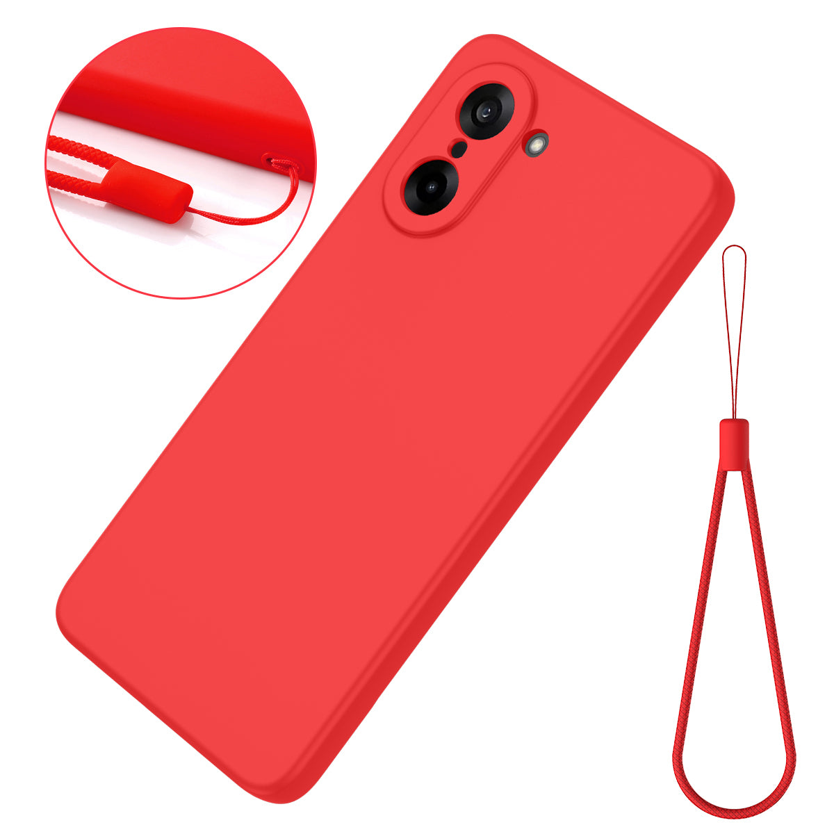 For-OnePlus-Nord-CE5-5G-Liquid-Silicone-Case-Phone-Back-Cover-with-Hand-Strap-Red