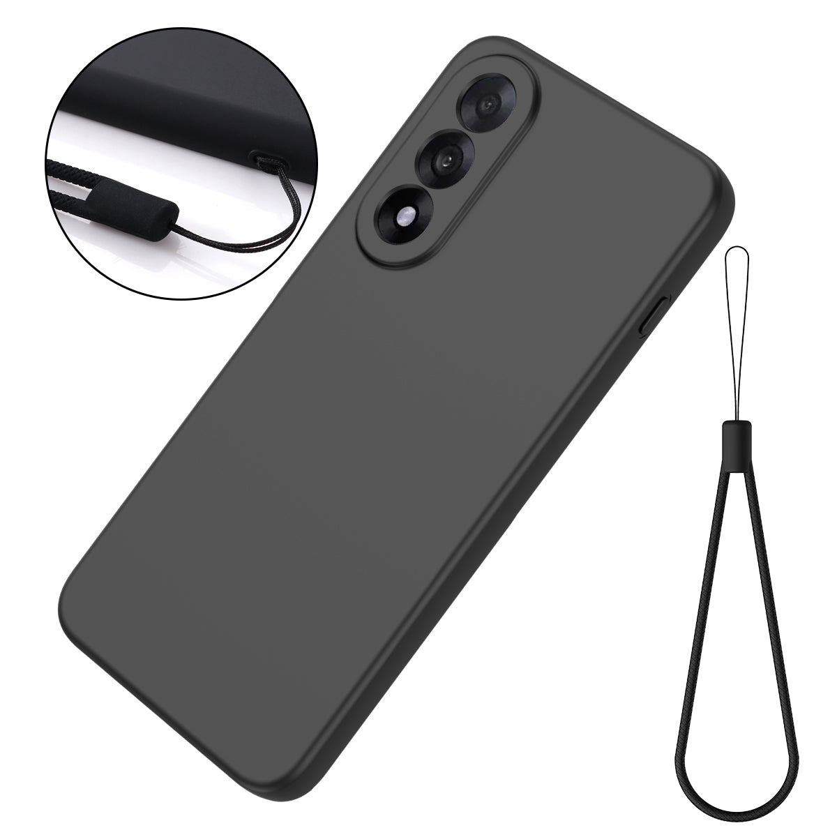 For-OnePlus-Nord-5-5G-Liquid-Silicone-Case-Phone-Back-Cover-with-Hand-Strap-Black