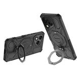 For-Honor-400-Lite-5G-Magnetic-Case-Rotating-Metal-Kickstand-Shockproof-PC-+-TPU-Phone-Back-Cover-Black