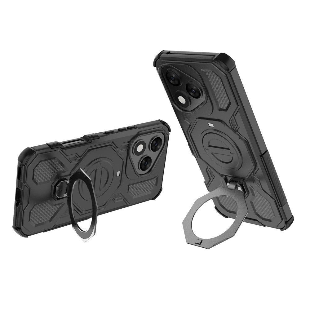 For-Honor-400-Lite-5G-Magnetic-Case-Rotating-Metal-Kickstand-Shockproof-PC-+-TPU-Phone-Back-Cover-Black