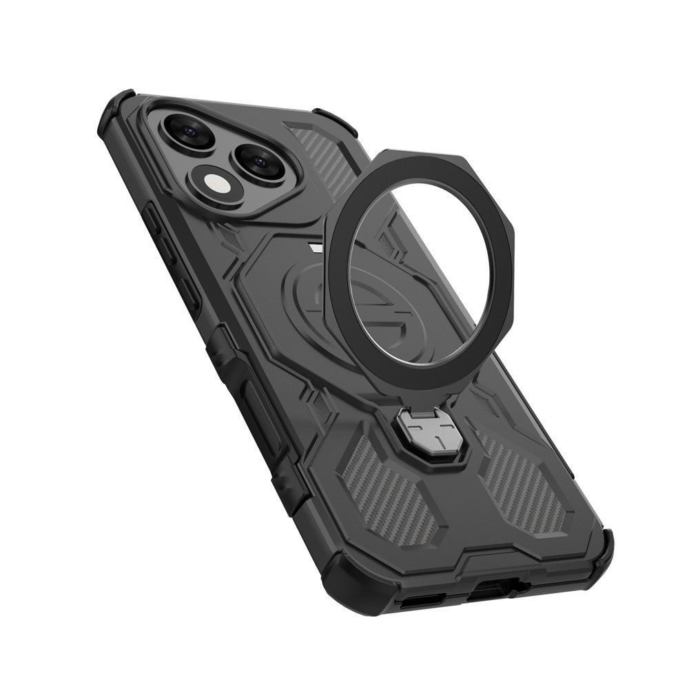 For-Honor-400-Lite-5G-Magnetic-Case-Rotating-Metal-Kickstand-Shockproof-PC-+-TPU-Phone-Back-Cover-Black