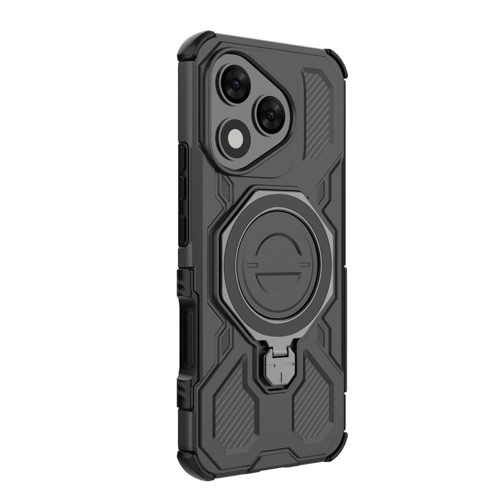 For-Honor-400-Lite-5G-Magnetic-Case-Rotating-Metal-Kickstand-Shockproof-PC-+-TPU-Phone-Back-Cover-Black
