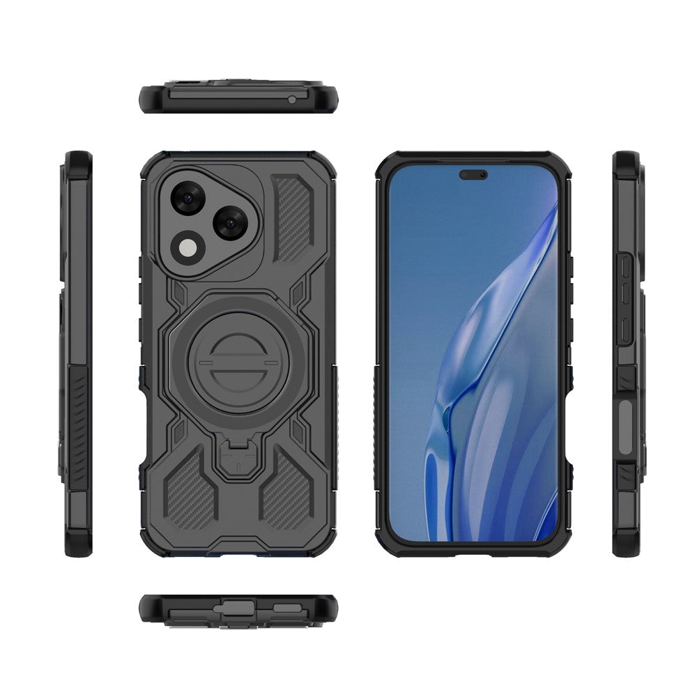 For-Honor-400-Lite-5G-Magnetic-Case-Rotating-Metal-Kickstand-Shockproof-PC-+-TPU-Phone-Back-Cover-Black