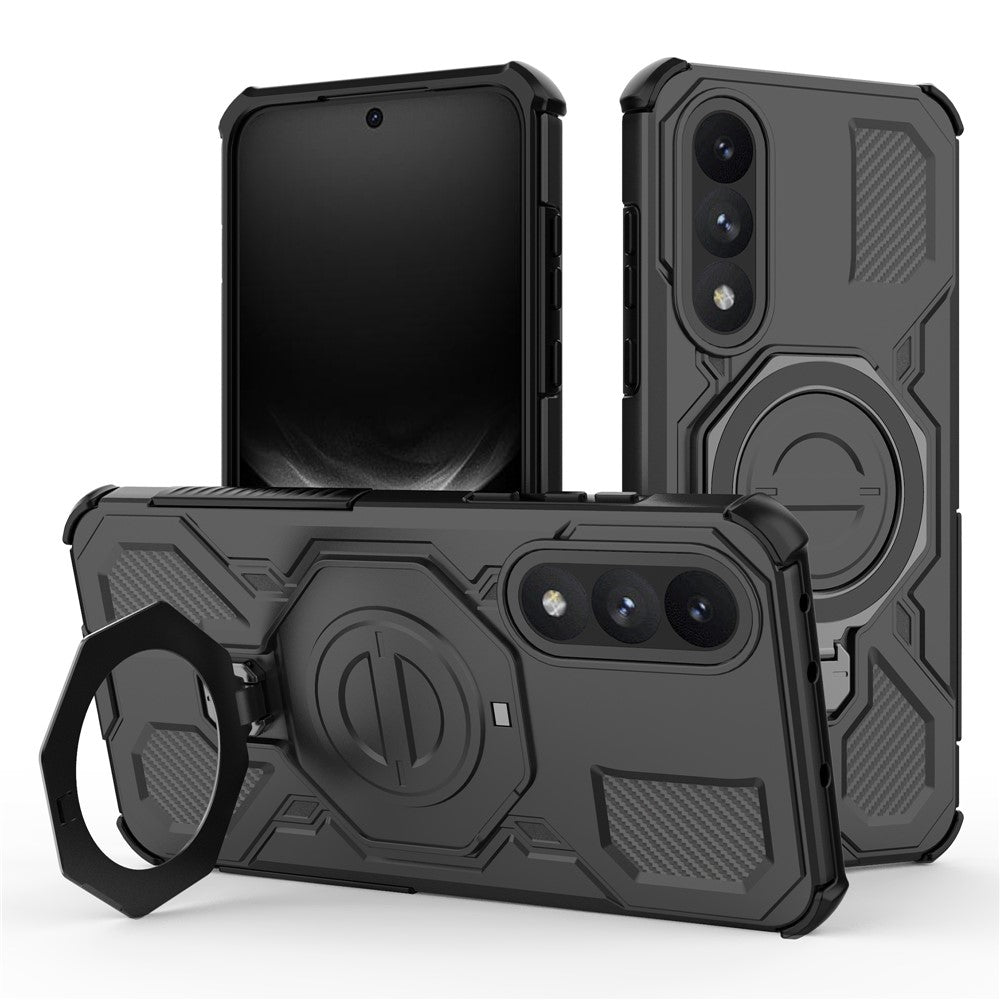 For-OnePlus-Ace-5-Ultra-5G-/-Nord-5-5G-Magnetic-Case-Rotating-Metal-Kickstand-PC-+-TPU-Phone-Back-Cover-Black