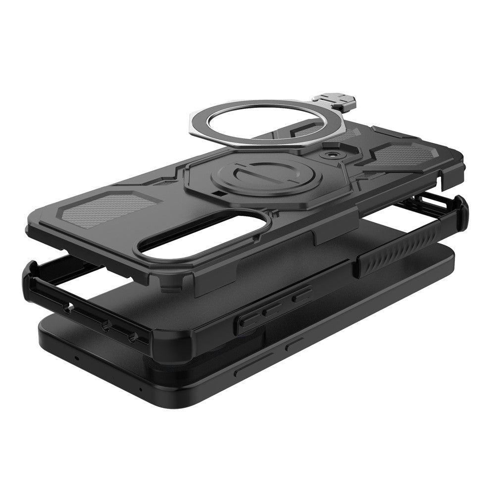 For-OnePlus-Ace-5-Ultra-5G-/-Nord-5-5G-Magnetic-Case-Rotating-Metal-Kickstand-PC-+-TPU-Phone-Back-Cover-Black