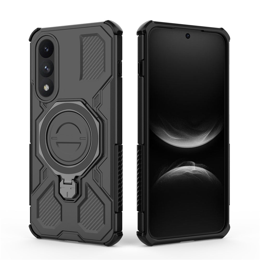 For-OnePlus-Ace-5-Ultra-5G-/-Nord-5-5G-Magnetic-Case-Rotating-Metal-Kickstand-PC-+-TPU-Phone-Back-Cover-Black