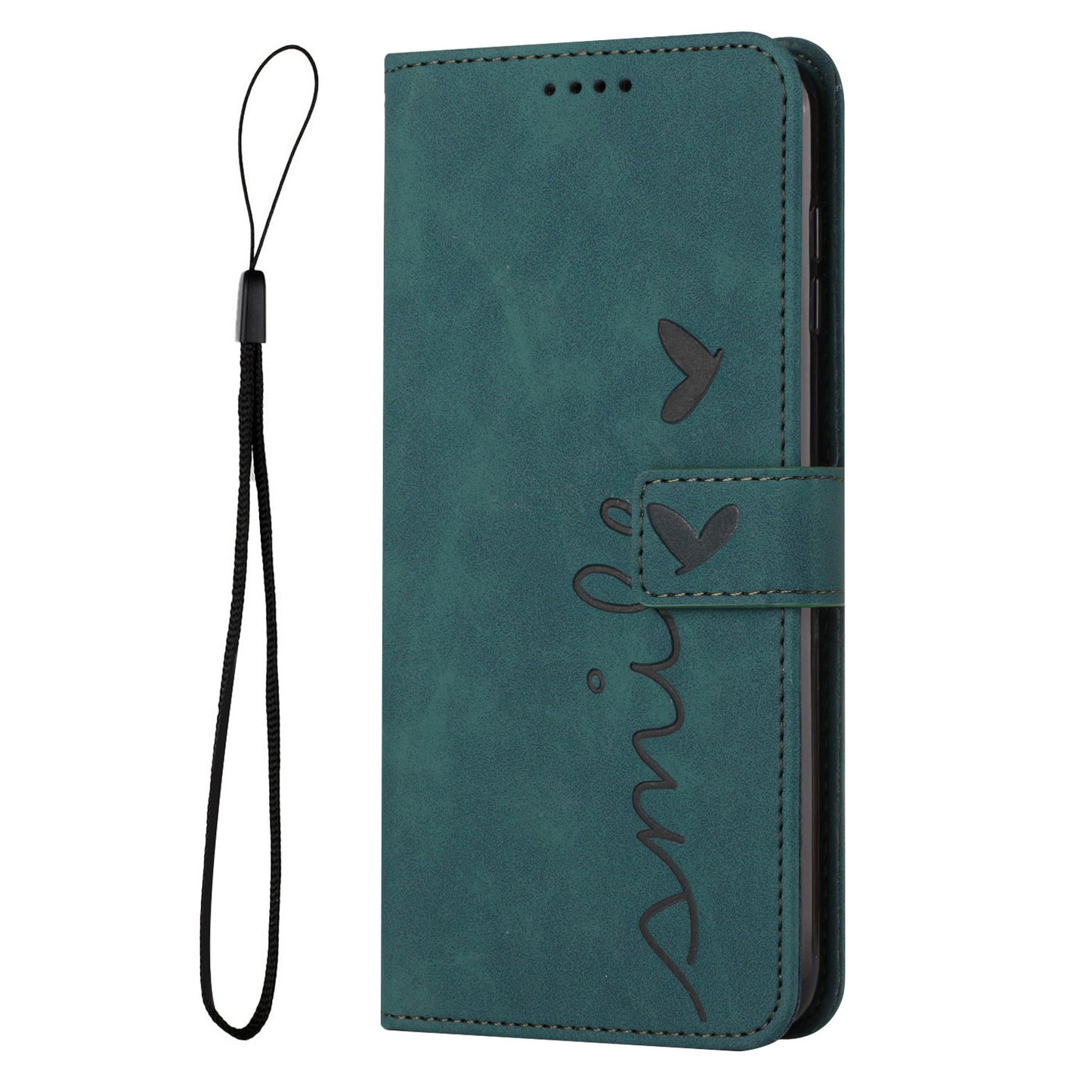 For-Oppo-Reno14-5G-(Global)-/-Oppo-Reno14-F-5G-/-Oppo-Reno14-5G-(China)-Stand-Case-PU-Leather-Phone-Cover-Imprinted-Heart-Pattern-Green