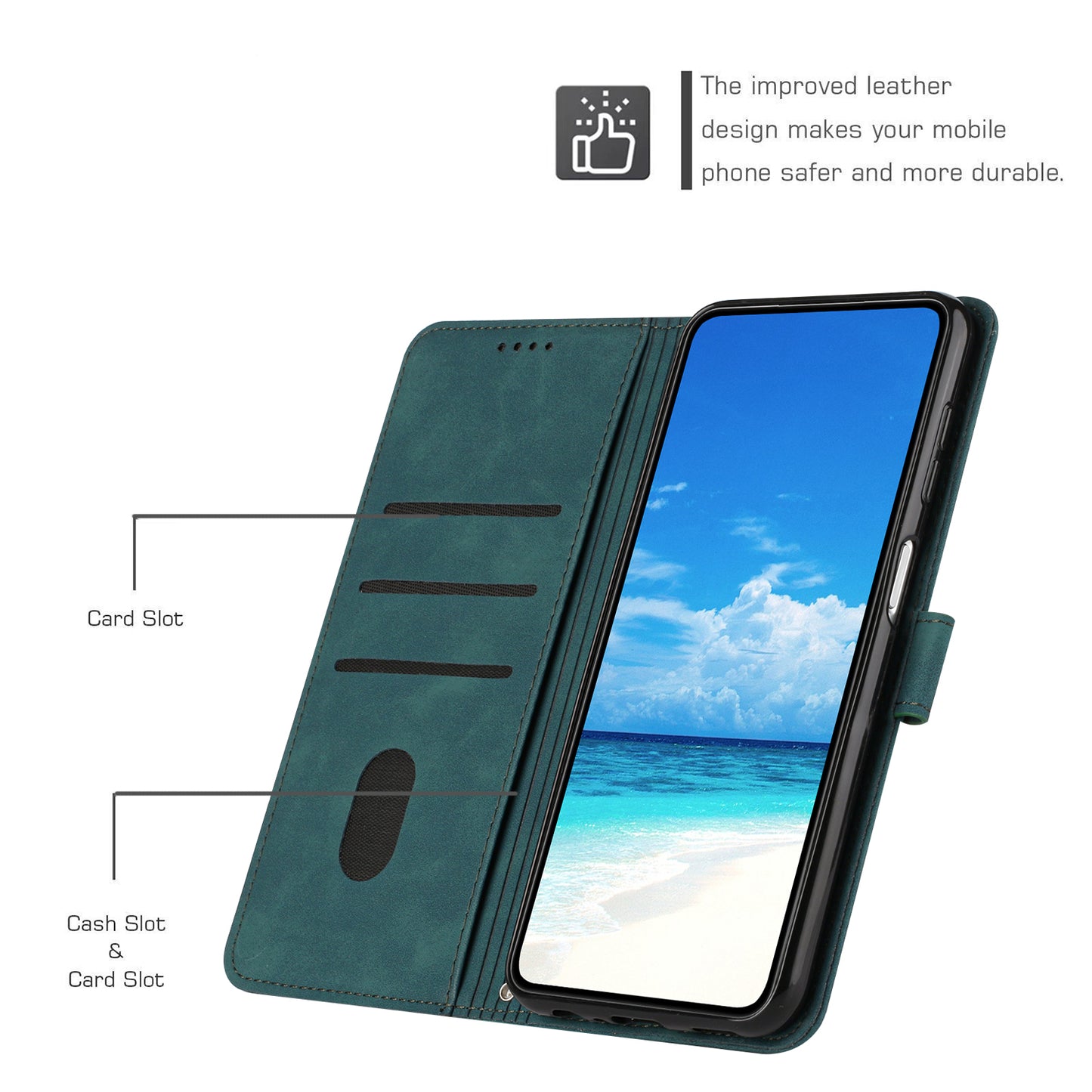 For-Oppo-Reno14-5G-(Global)-/-Oppo-Reno14-F-5G-/-Oppo-Reno14-5G-(China)-Stand-Case-PU-Leather-Phone-Cover-Imprinted-Heart-Pattern-Green