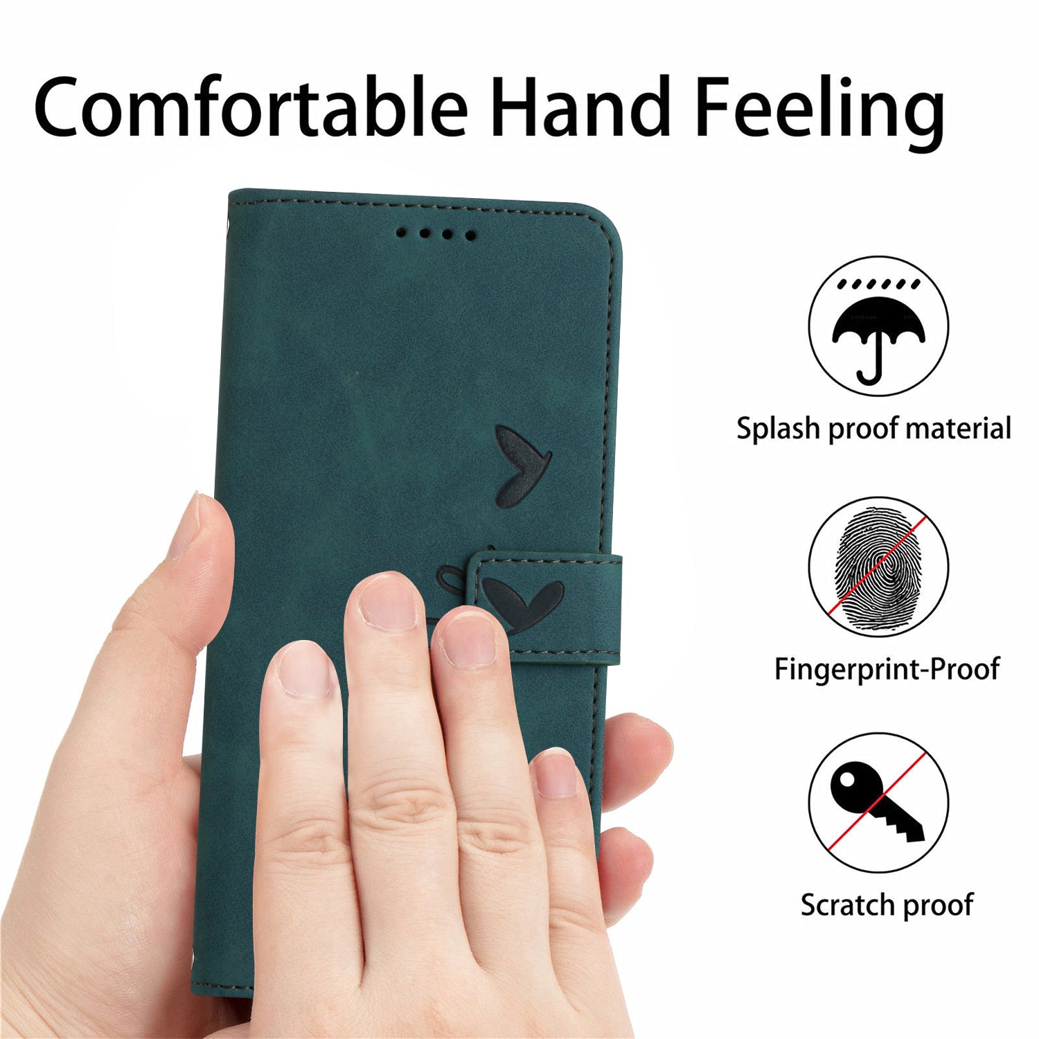 For-Oppo-Reno14-5G-(Global)-/-Oppo-Reno14-F-5G-/-Oppo-Reno14-5G-(China)-Stand-Case-PU-Leather-Phone-Cover-Imprinted-Heart-Pattern-Green