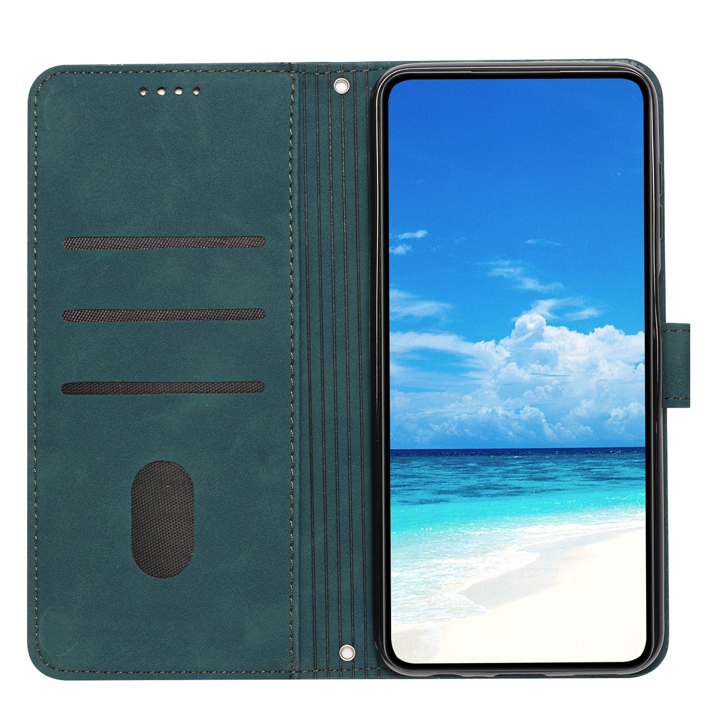For-Oppo-Reno14-5G-(Global)-/-Oppo-Reno14-F-5G-/-Oppo-Reno14-5G-(China)-Stand-Case-PU-Leather-Phone-Cover-Imprinted-Heart-Pattern-Green
